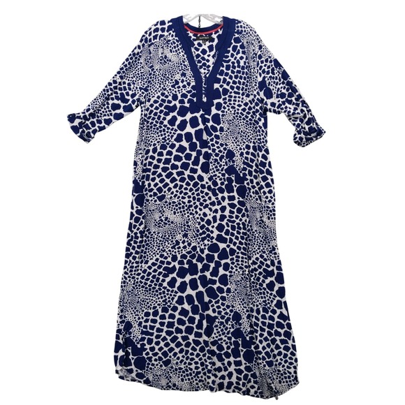 Ellen Tracy Maxi Dress V-Neck Long Sleeve Animal Print Size‎ L - Picture 1 of 10